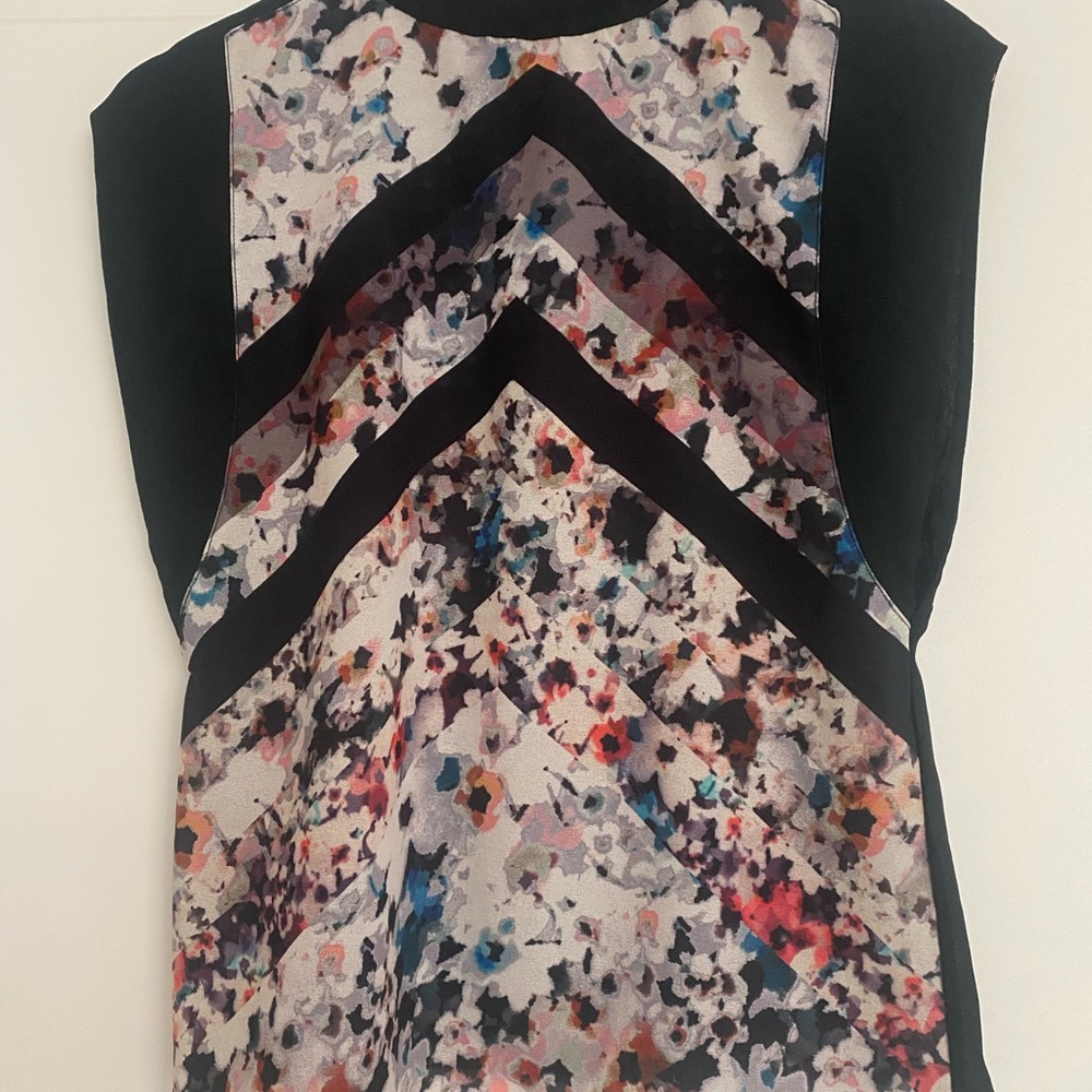 Zara Black and Multicolor Patterned Top